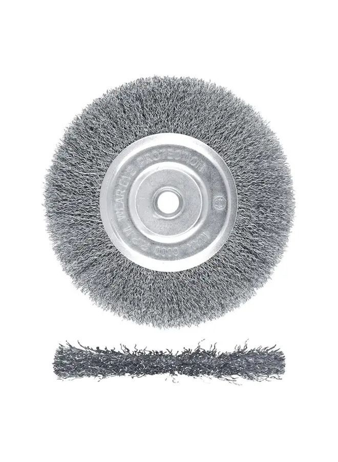 6 Inch Fine Crimped Wire Brush For Bench Grinder 1 2 And 5 8 Arbor Metal Material - Image 1