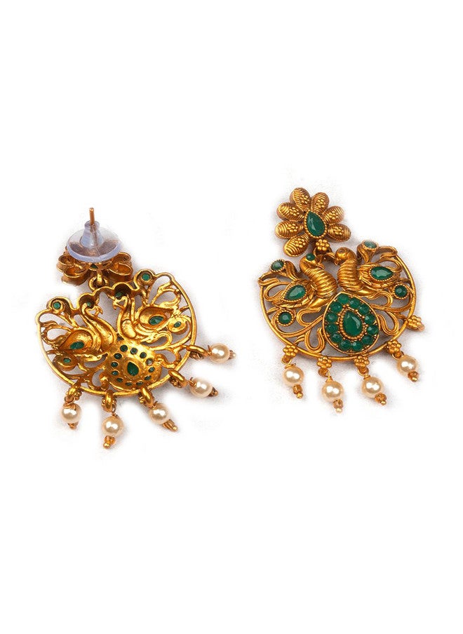 StileAdda Gold-Plated Temple Jewellery Set with Artificial Stones and Beads - Image 5