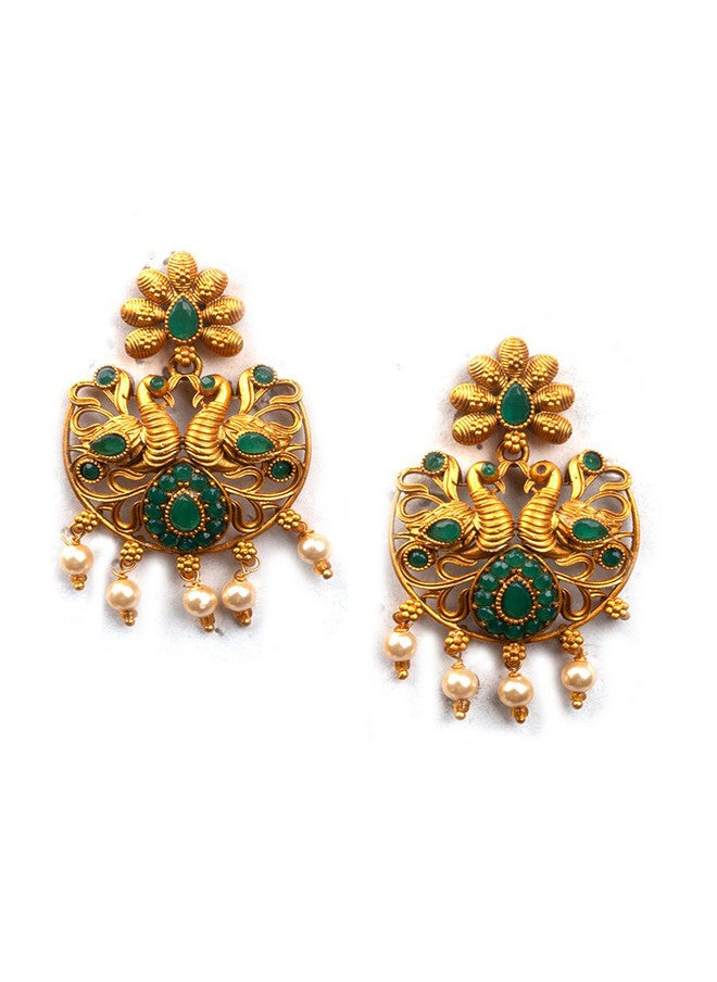 StileAdda Gold-Plated Temple Jewellery Set with Artificial Stones and Beads - Image 4