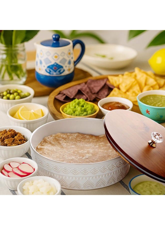 Viosuniu Ceramic Tortilla Warmer with Lid, 9 Inch Tortilla Holder, Insulated Bread & Pancake Warmer for Tacos, Roti, Large Tortillero Container, Mexican Party, Microwave and Dishwasher Safe - Image 4