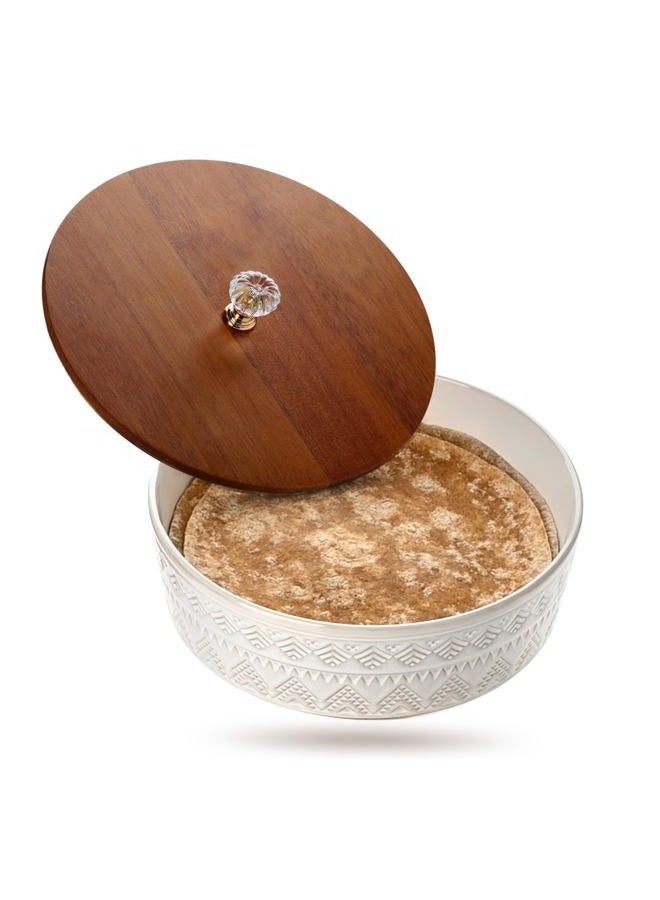 Viosuniu Ceramic Tortilla Warmer with Lid, 9 Inch Tortilla Holder, Insulated Bread & Pancake Warmer for Tacos, Roti, Large Tortillero Container, Mexican Party, Microwave and Dishwasher Safe - Image 1