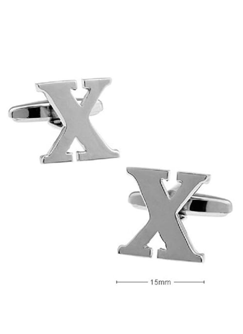 GROWSTEADY - Personalized Fashion English Letter X Shape Cufflinks Mens French Shirt Cufflinks For Wedding - Image 1