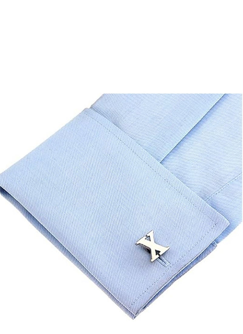 GROWSTEADY - Personalized Fashion English Letter X Shape Cufflinks Mens French Shirt Cufflinks For Wedding - Image 1