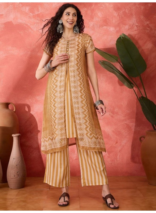 AKS Mustard A-Line Kurta Palazzo Set - Image 1