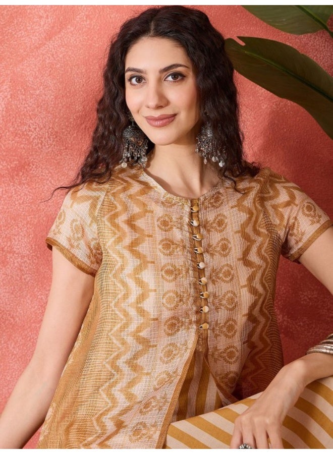 AKS Mustard A-Line Kurta Palazzo Set - Image 2