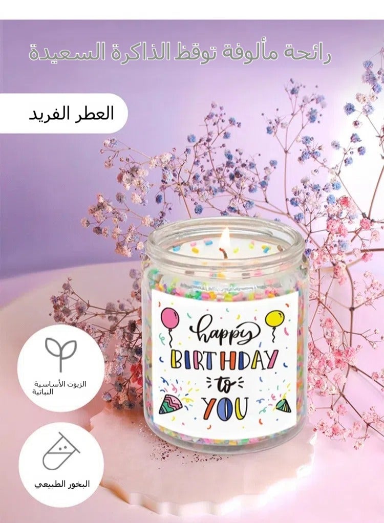 شمعة معطرة بكعكة الفانيليا بعيد الميلاد، هدية شمعة مبتكرة مع قطع ملونة، علبة هدايا شمعة معطرة - Image 3