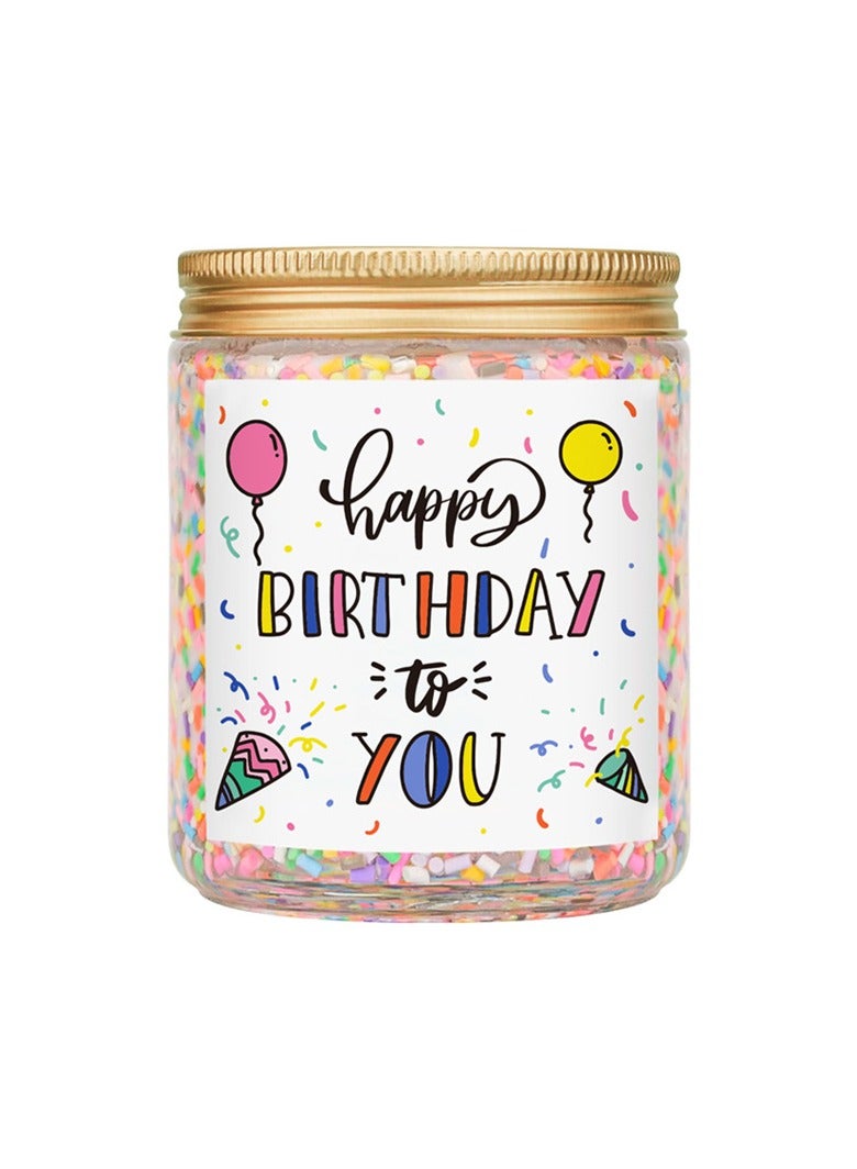 شمعة معطرة بكعكة الفانيليا بعيد الميلاد، هدية شمعة مبتكرة مع قطع ملونة، علبة هدايا شمعة معطرة - Image 1