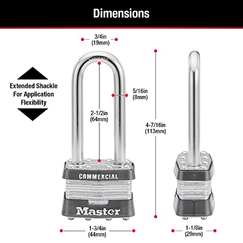 Master Lock 1KALJ Outdoor Padlock with Key, 1 Pack, Silver - Image 3