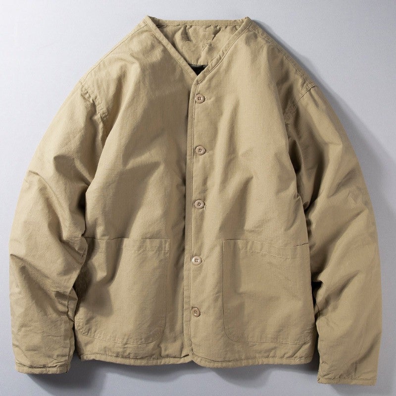 معطف شتوي ياباني فضفاض بدون ياقة من القطن مع overallات مدينة دافئة جاكيت عصرية للزوجين بقلنسوة على شكل V - Image 4