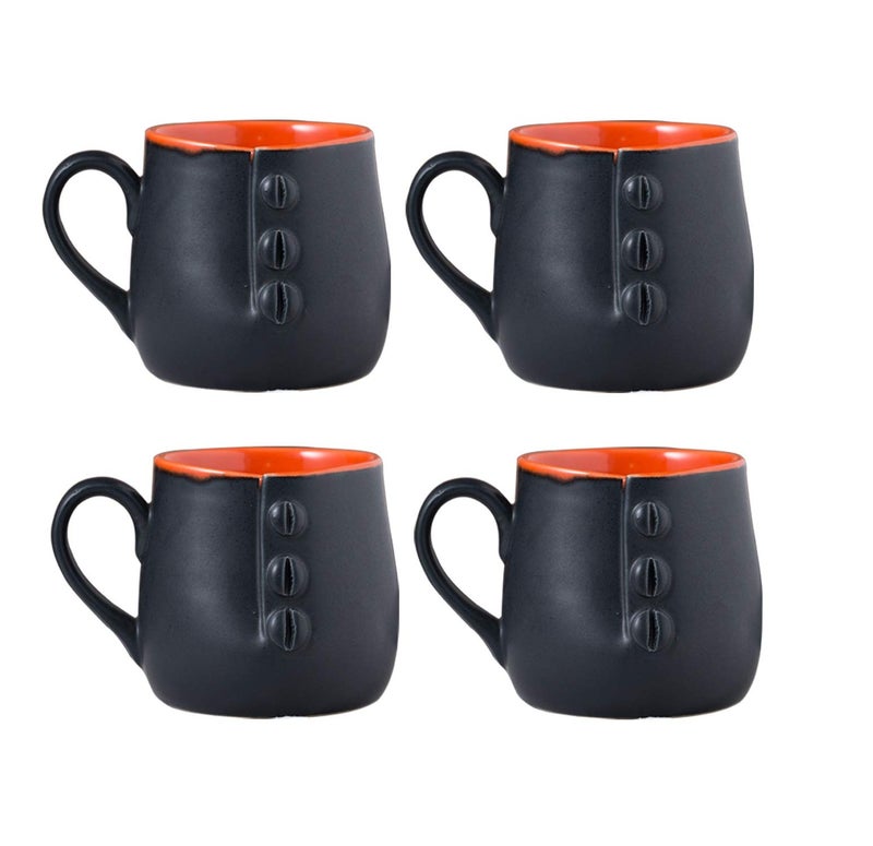 Caffeine Ceramic Handmade Red & Black Buttoned Tea Cup (Set of 8) - Image 2