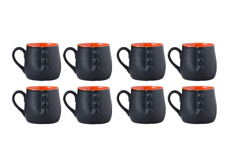 Caffeine Ceramic Handmade Red & Black Buttoned Tea Cup (Set of 8) - Image 1