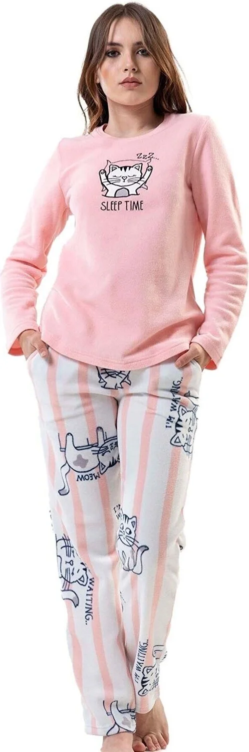 فينيتا 203181-0221 Women's Long Sleeve Pink Fleece Pajama Set