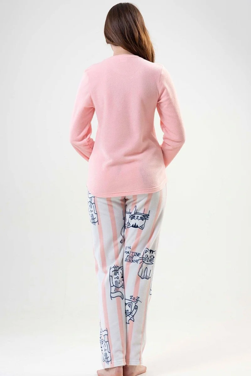 فينيتا 203181-0221 Women's Long Sleeve Pink Fleece Pajama Set