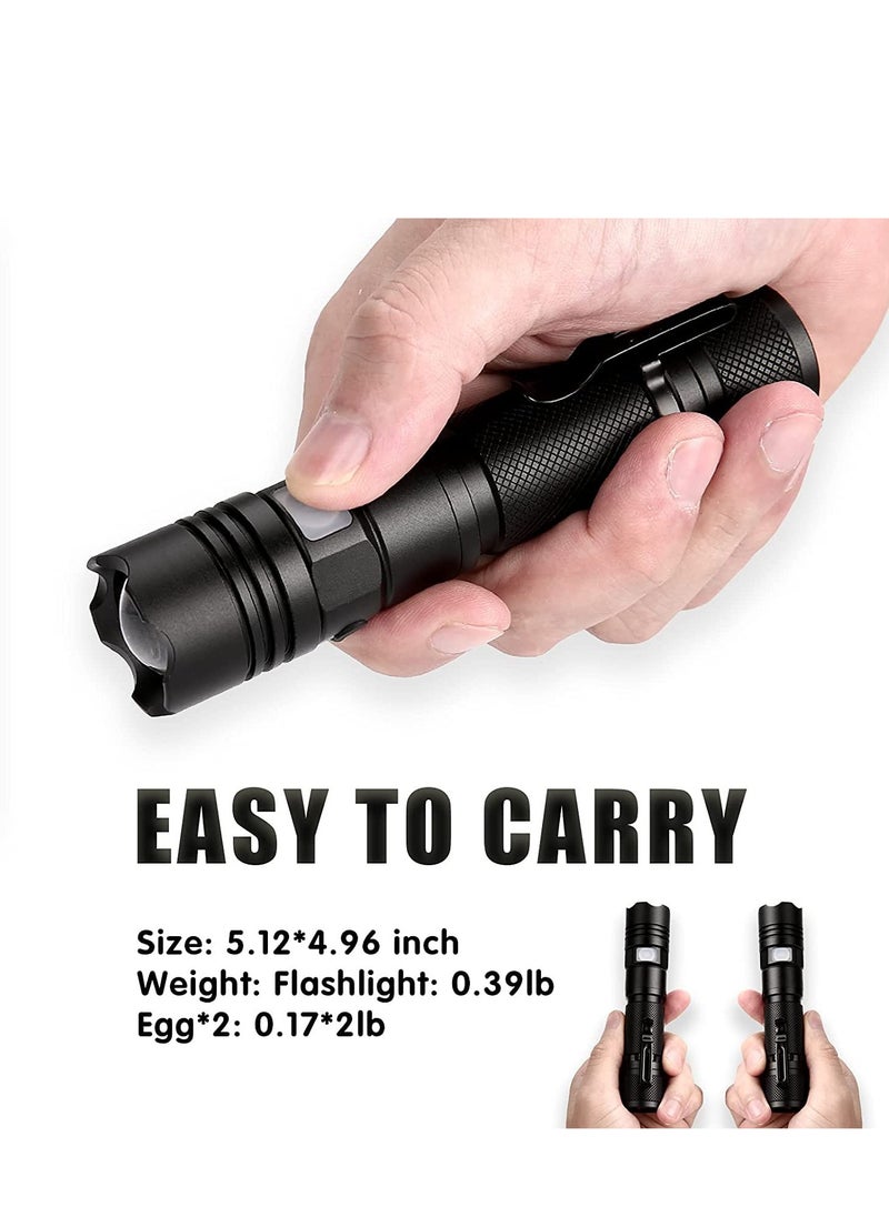 SYOSI Led Rechargeable Flashlight, Super Bight Handheld Flashlights with 5 Modes, 2 Packs Zoomable Torch Light Prepare Emergency for Outdoor Camping Power Cut Safety [Energy Class A+++]  - Image 2