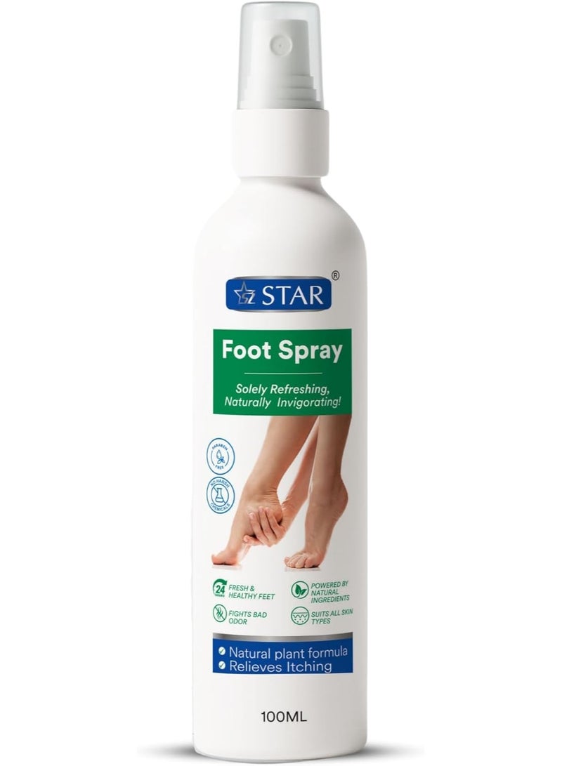 Star Foot Spray For Smelly And Sweaty Feet Antifungal & Deodorant Formula Enriched With Natural Plant Extracts & Essential Oils For Fresh & Comfortable Feet 100 ML - Image 1