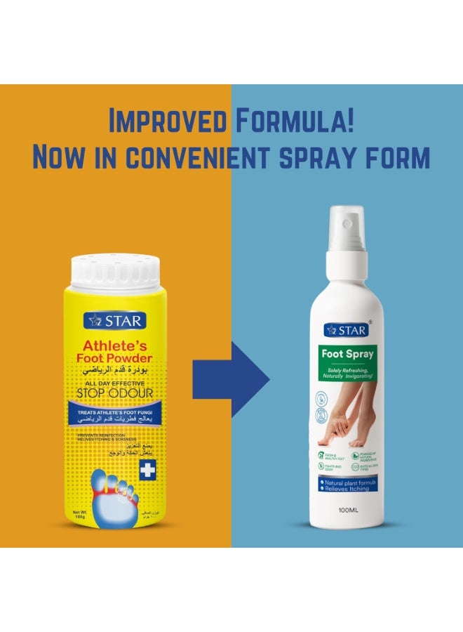 Star Foot Spray For Smelly And Sweaty Feet Antifungal & Deodorant Formula Enriched With Natural Plant Extracts & Essential Oils For Fresh & Comfortable Feet 100 ML - Image 3