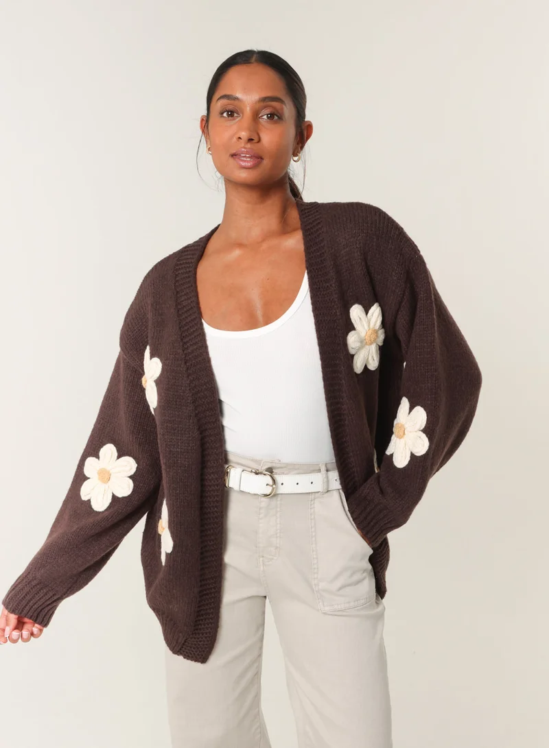 Daisy Large Flower Cardigan