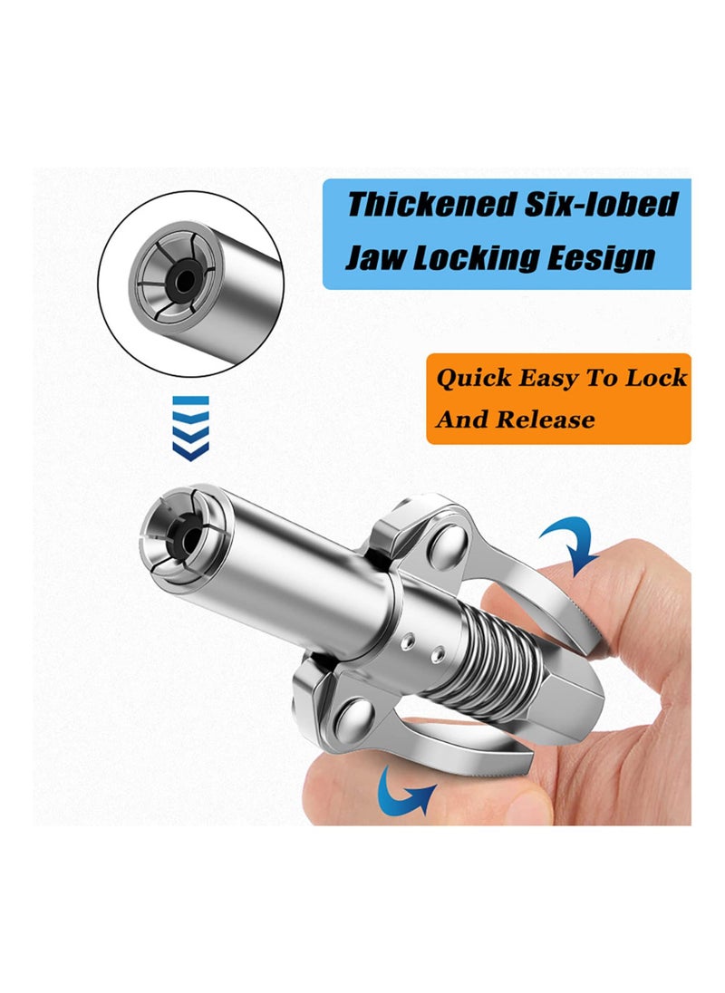 Generic - Grease Gun Coupler Grease Gun Tip Quick Lock And Release Lube  Fittings Dual Handle Grease Nozzle Coupler 12000 PSI With 30Cm Hose - Image 1