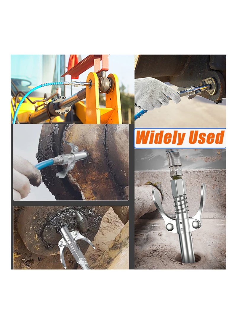 Generic - Grease Gun Coupler Grease Gun Tip Quick Lock And Release Lube  Fittings Dual Handle Grease Nozzle Coupler 12000 PSI With 30Cm Hose - Image 1