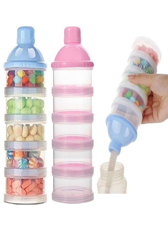 WISHOARE Portable Stackable Snack Container with 5 Layers and Compartments for Food Storage Protein Powder Nuts Baby Formula Travel Picnic School Organizer Leak Proof Design - Image 1