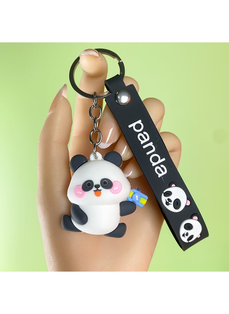 Generic - Cute Panda Cartoon Fruit Drop Glue Keychain Wholesale Sichuan Keyring Gift Bag Pendant Office School Supplies China Mainland Camera panda - Image 1