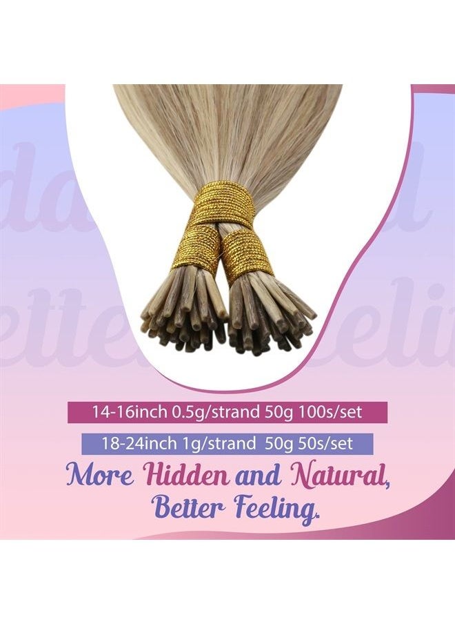 Sunny Hair - Sunny Human Hair I Tip Hair Extensions Blonde Itip Extensions Human Hair for Women I Tips Remy Human Hair Extensions Highlights Golden Blonde and Light Blonde Itips Fusion Hair Extension 100S 50g 16in - Image 1