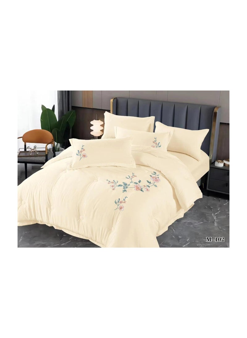Dream Bell DREAM BELL 6 PC EMBROIDERY COTTON COMFY COMFORTER SET WITH FIBER FILLING 1 