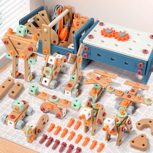 VEAIS Kids Tool Set with Drill120Pcs Toddler Tool Set with ToolBenchMontessori Toy for 2Year OldEducational STEM Construction Toys for Ages 24Pretend Play Toddler Toys 35 Year Old Birthday Gift - Image 1