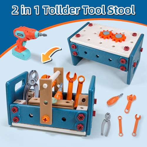 VEAIS Kids Tool Set with Drill120Pcs Toddler Tool Set with ToolBenchMontessori Toy for 2Year OldEducational STEM Construction Toys for Ages 24Pretend Play Toddler Toys 35 Year Old Birthday Gift - Image 5