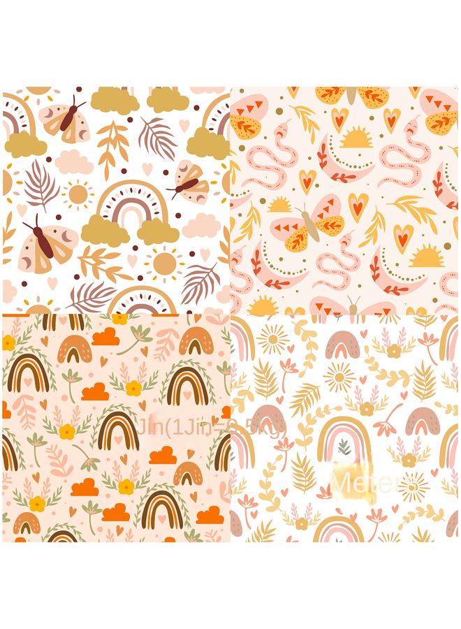 Bluejw 12 Sheets/pack BOHO Rainbow Handbook Material Floral Paper Kindergarten Multi-color Hand-folded Paper Children's Student Material - Image 5