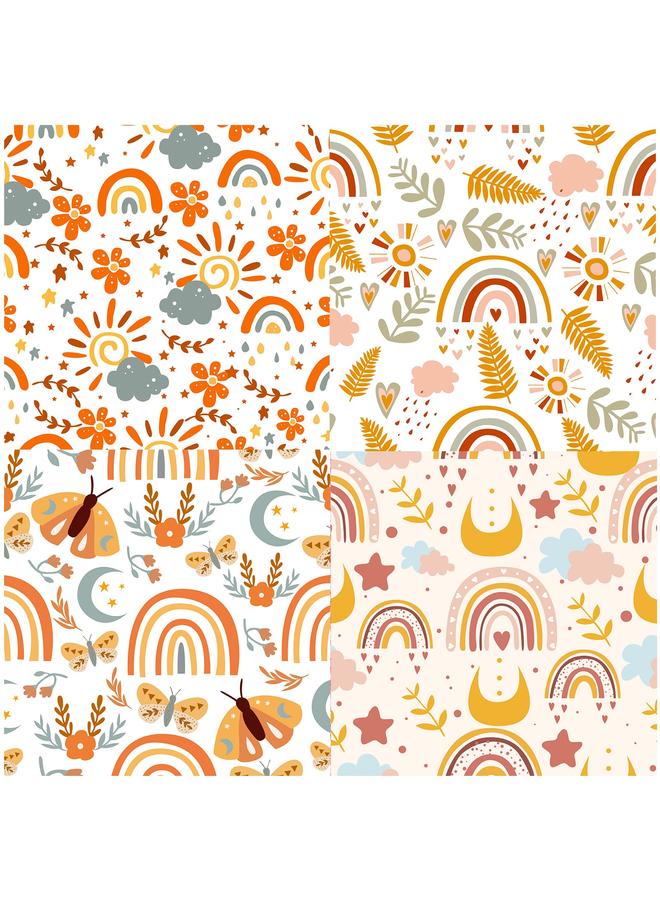 Bluejw 12 Sheets/pack BOHO Rainbow Handbook Material Floral Paper Kindergarten Multi-color Hand-folded Paper Children's Student Material - Image 4