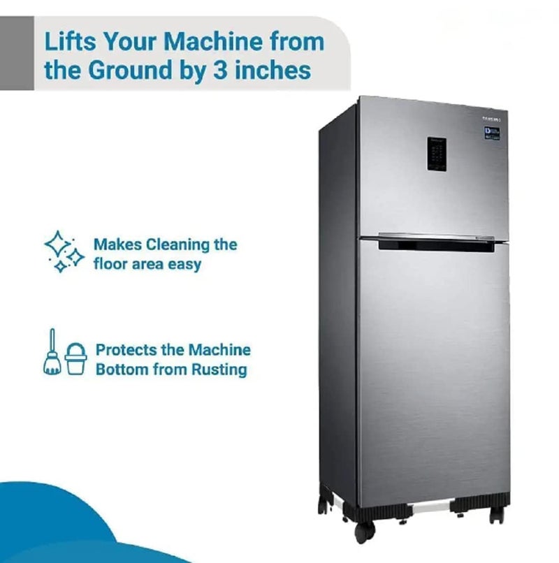 REKIRO Adjustable Top Load Washing Machine Stand Washing Machine Stands Fridge Stand Refrigerator Trolley Washing Machine Trolley Capacity 140 Kg Min-16.5X19.5 Max-25.5X32 (Black) - Image 4