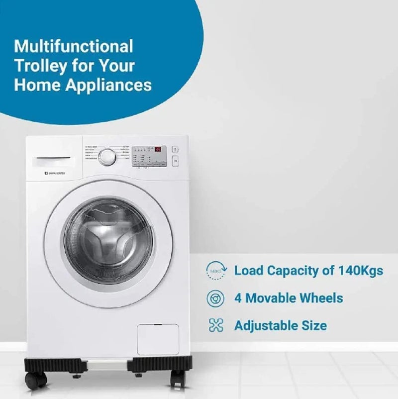 REKIRO Adjustable Top Load Washing Machine Stand Washing Machine Stands Fridge Stand Refrigerator Trolley Washing Machine Trolley Capacity 140 Kg Min-16.5X19.5 Max-25.5X32 (Black) - Image 2