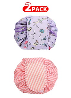 MARGOUN 2 Pack Drawstring Lazy Cosmetic Travel Bag Women Makeup Bag for Travel and Household to Storing Cosmetics  - Image 1