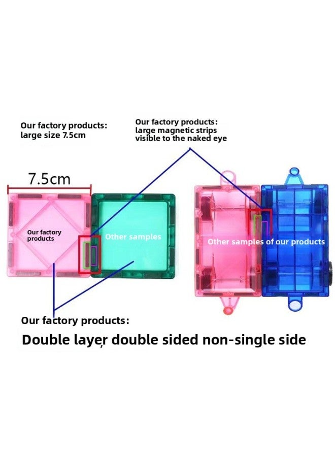 Color Window Magnetic Sheet Track Ball Slide Children's Pipe Toy Magnetic Block Patch Magnetic Sheet Color Window-Color:7.5cm Large Size High Quality Pipe-98 Piece Set  - Image 4