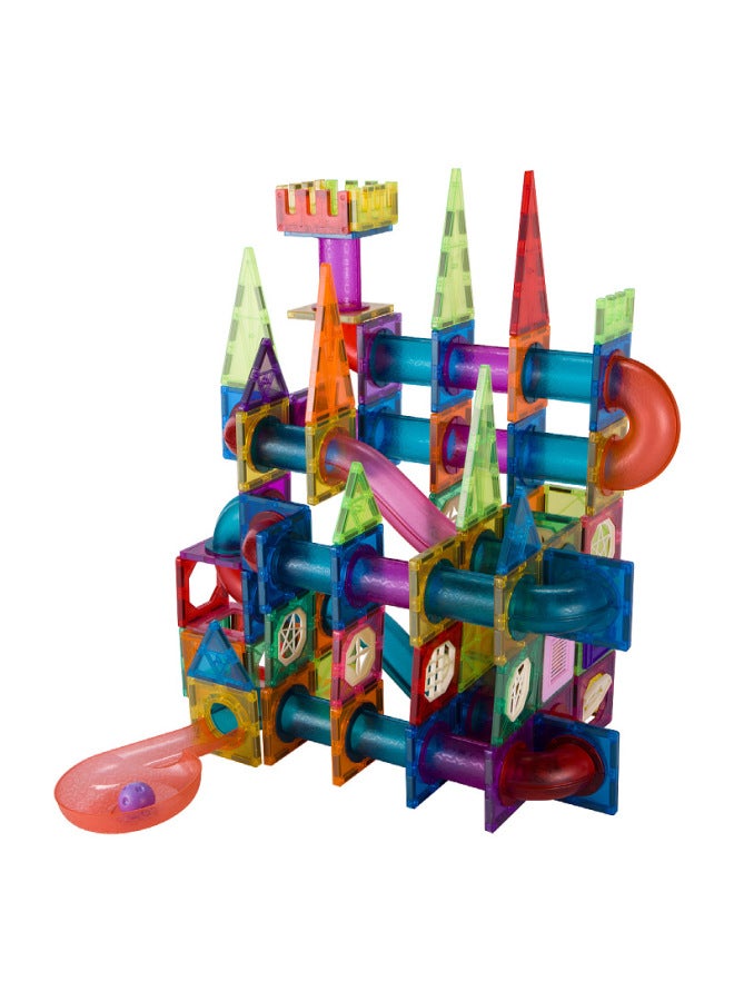 Color Window Magnetic Sheet Track Ball Slide Children's Pipe Toy Magnetic Block Patch Magnetic Sheet Color Window-Color:7.5cm Large Size High Quality Pipe-98 Piece Set  - Image 5