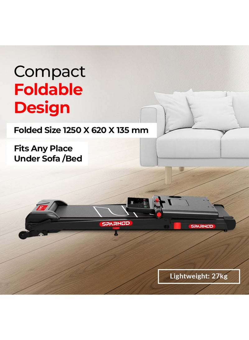 STH-1150 Folding Treadmill with 2.5HP DC Motor, Speed Range 1.0–14 km/h, Manual Incline, 12 Preset Programs, Bluetooth Speakers, LED Display & Heart Rate Sensor – Compact, Foldable Design for Home Use image 6