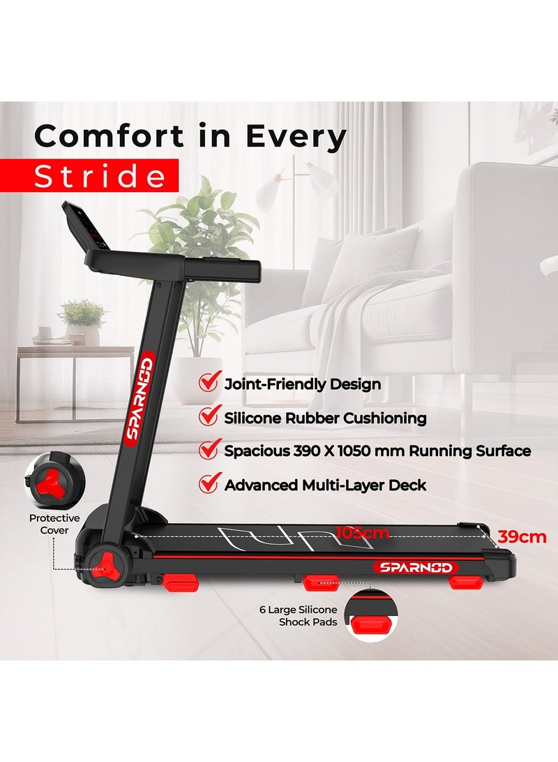 STH-1150 Folding Treadmill with 2.5HP DC Motor, Speed Range 1.0–14 km/h, Manual Incline, 12 Preset Programs, Bluetooth Speakers, LED Display & Heart Rate Sensor – Compact, Foldable Design for Home Use image 7