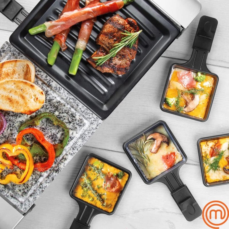 Master Chef Electric Raclette Table Grill w Non-Stick Grilling Plate & Cooking Stone- 8 Person Tabletop Cooker for Indoor, Smokeless Korean BBQ-Melt Cheese, Cook Meat & Veggies, Apps-19" x 8" Xmas Gift - Image 5