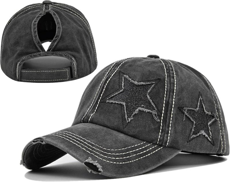 ProMindFun Womens Pony Hat High Ponytail Baseball Cap Girls Messy Bun Caps Camouflage Trucker Bad Hair Day Adjustable Dad Hat - Image 1