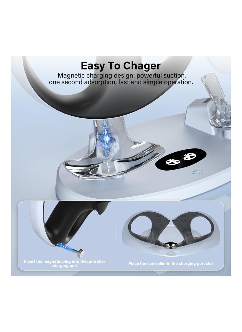 Captaintech - Fit for Charging Station for PS VR2 Sense Controller, Dual PS VR2 Charging Station for PSVR2 Controller with Led Indicator, PSVR 2 Charger Dock with 2 Magnetic Type-C Connectors, PS VR2 Accessories - Image 1