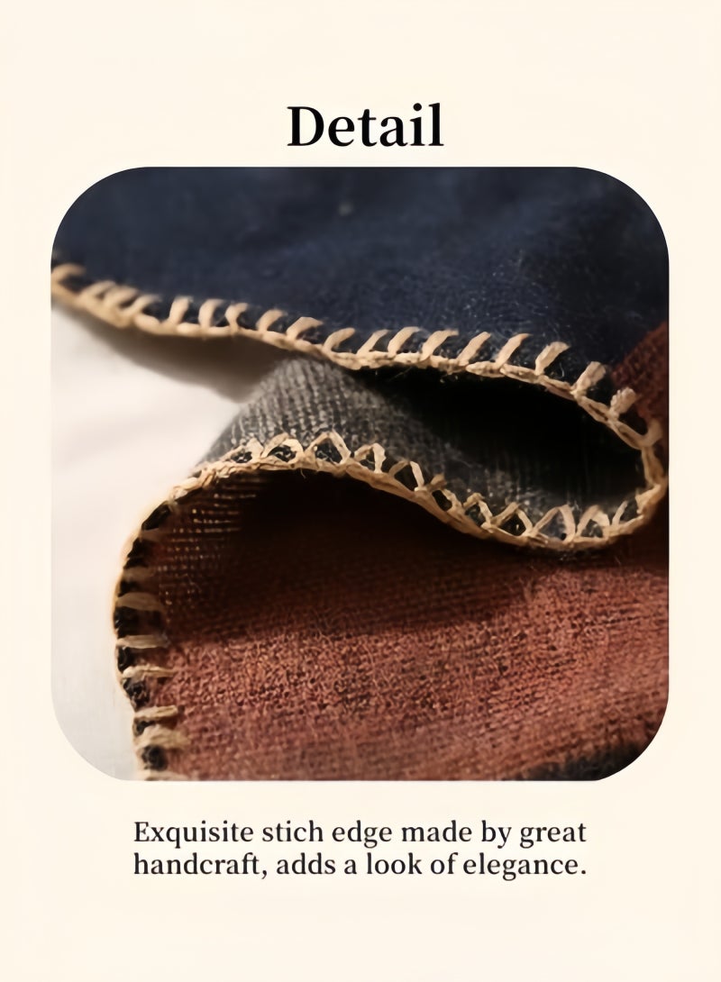 هالامودو شال نسائي دافئ مفتوح من الأمام طويل مع وشاح من الصوف بنمط كتل الألوان، شالات كبيرة الحجم كاجوال في الخريف والشتاء - Image 4