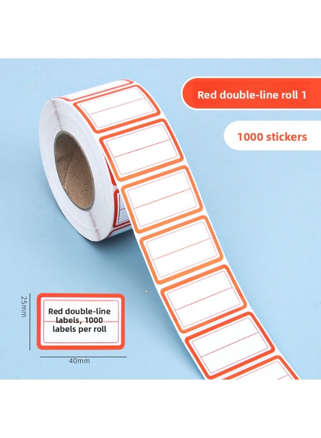 ملصقات لاصقة - 2 لفة (أحمر وأزرق)، 1000 ملصق في كل لفة، مقاس 40 ملم × 25 ملم، للطباعة والتنظيم - Image 1