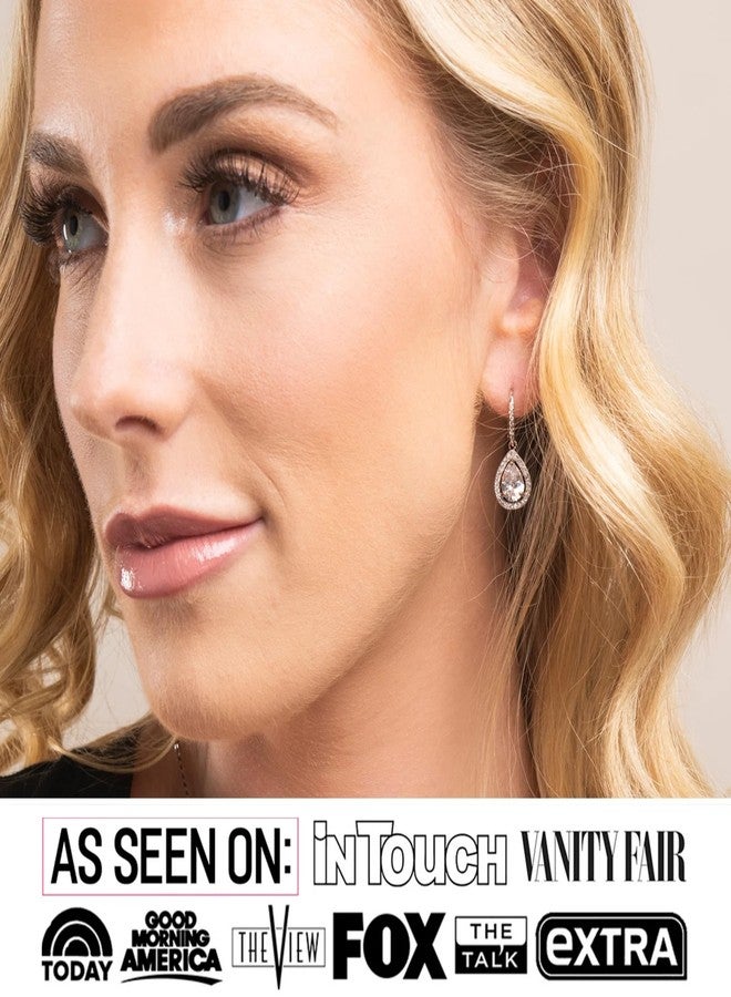 كايت آند كلوي أقراط إيزابيل المتدلية على شكل دمعة من كيت آند كلوي، مطلية بالذهب الأبيض عيار 18 قيراطًا، مرصعة بكريستالات من الماس الصناعي، مجوهرات مضادة للحساسية للنساء، هدية مثالية لها في عيد الميلاد، أو عيد ميلادها، أو ذكرى زواجها. - Image 3