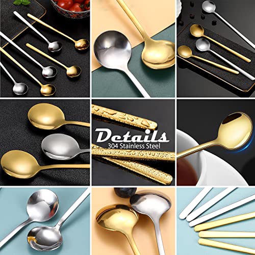 PBIEHSR 9 PCS Coffee Spoons Espresso Teaspoon, PBIEHSR Stainless Steel Two Different Lengths Tea Spoon for Stirring Coffee Bar Accessories (Gold) - Image 3