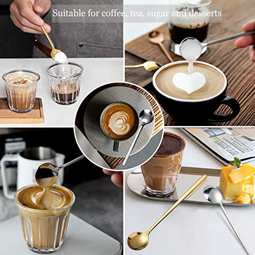 PBIEHSR 9 PCS Coffee Spoons Espresso Teaspoon, PBIEHSR Stainless Steel Two Different Lengths Tea Spoon for Stirring Coffee Bar Accessories (Gold) - Image 5