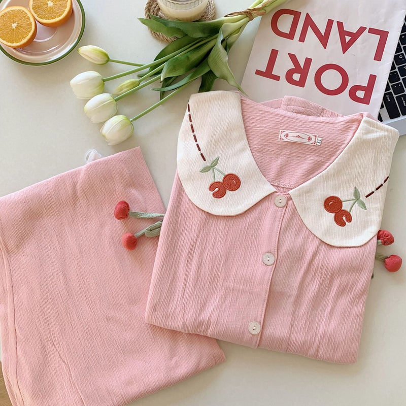 Moon Clothing Gauze Spring and Autumn Thin Breathable Postpartum Nursing Pajamas Going Out in Summer Pregnant Women Nursing Home Clothing - Image 5