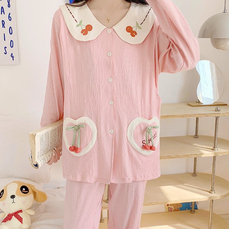Moon Clothing Gauze Spring and Autumn Thin Breathable Postpartum Nursing Pajamas Going Out in Summer Pregnant Women Nursing Home Clothing - Image 2