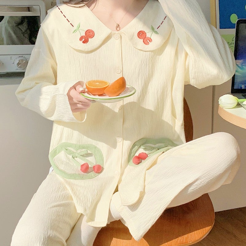 Moon Clothing Gauze Spring and Autumn Thin Breathable Postpartum Nursing Pajamas Going Out in Summer Pregnant Women Nursing Home Clothing - Image 1