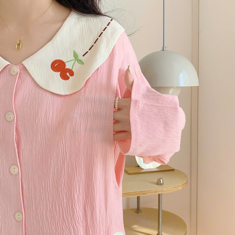 Moon Clothing Gauze Spring and Autumn Thin Breathable Postpartum Nursing Pajamas Going Out in Summer Pregnant Women Nursing Home Clothing - Image 3